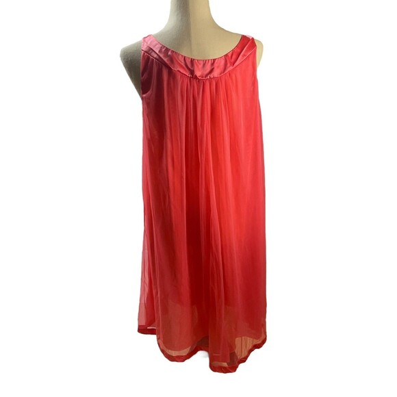 Vintage Gossard Artemis Pink Nightgown Medium 1960s Chiffon Layer Lace Appliqué - Picture 5 of 10